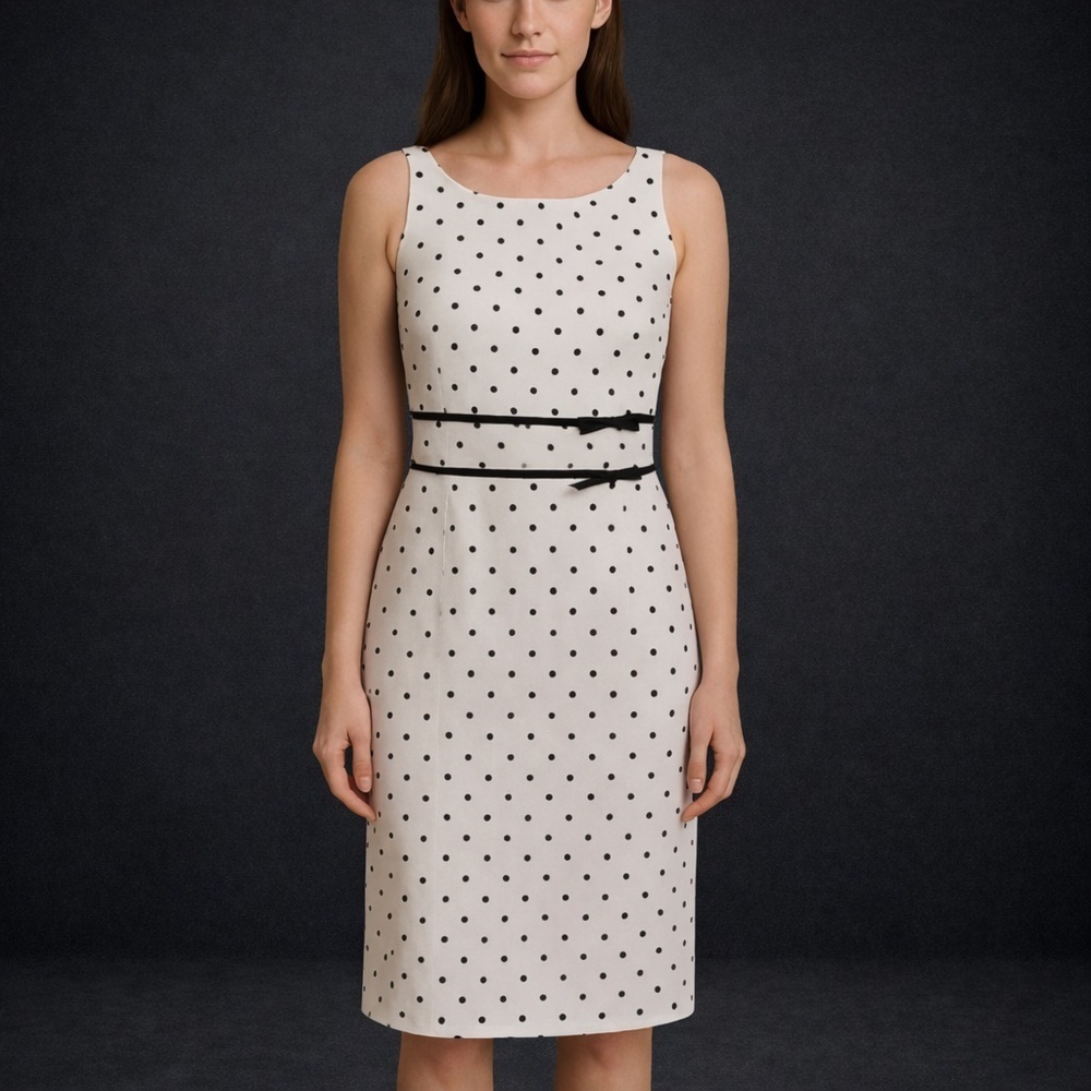 Carmen Marc Valvo White and Black Dotted Mini Dress